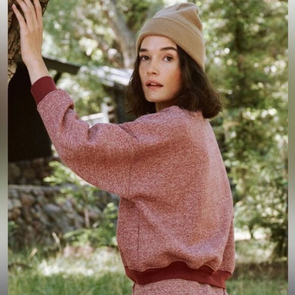 THE GREAT. Heathered Red Teammate Contrast Edging Sweatshirt Small - Picture 3 of 17